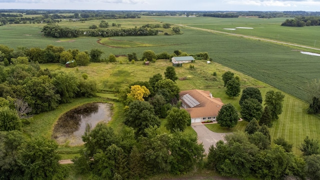 birds eye view of property featuring a rural view