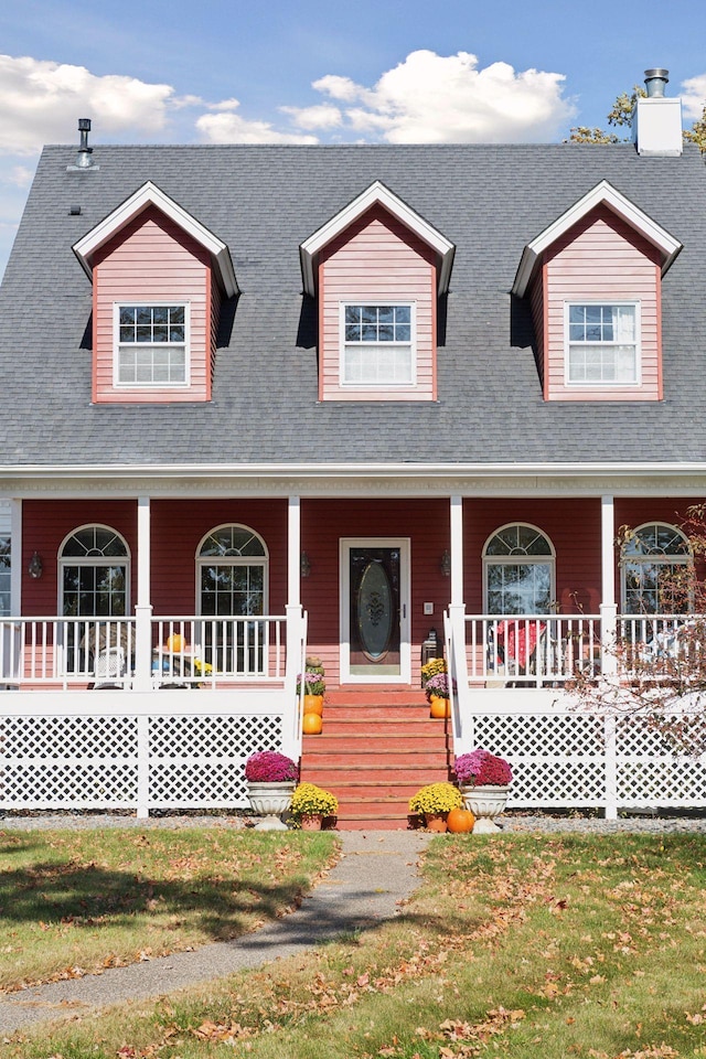 view of front facade featuring covered porch