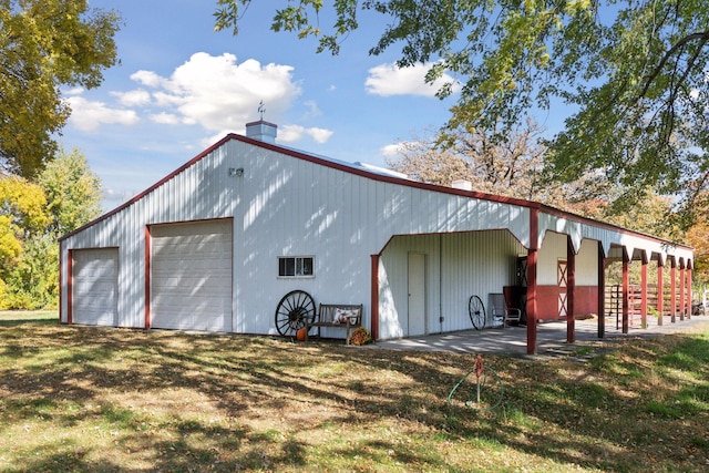 exterior space with an outbuilding