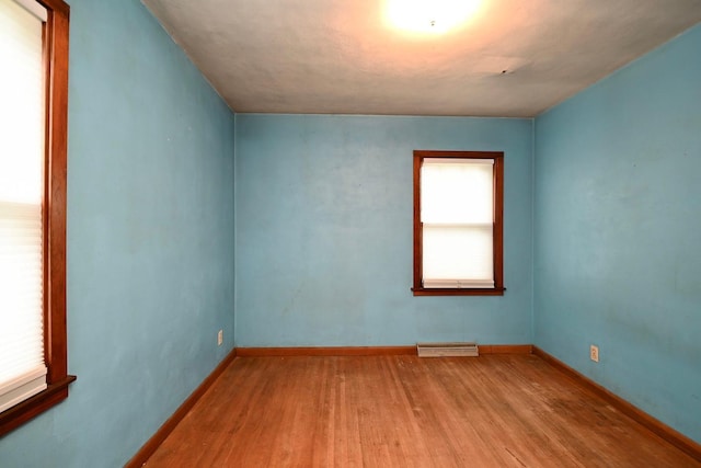 empty room featuring light hardwood / wood-style flooring and a wealth of natural light