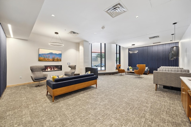 living room featuring carpet flooring