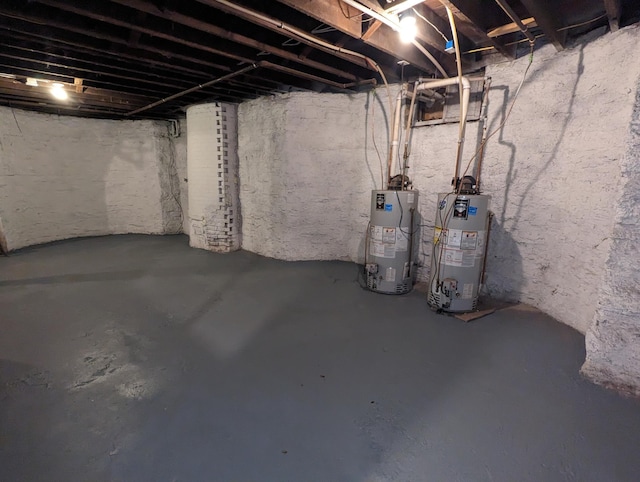 unfinished below grade area with water heater