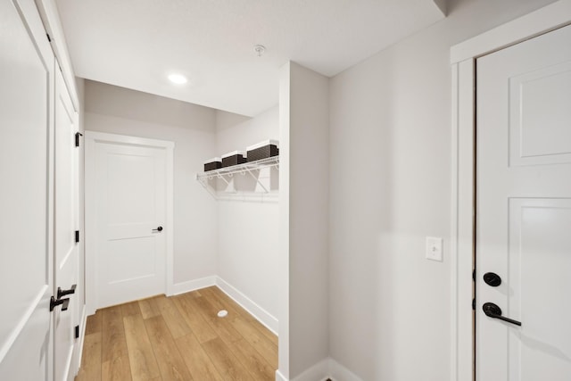 walk in closet featuring light hardwood / wood-style floors