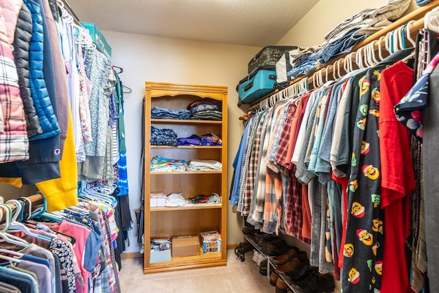 spacious closet with carpet