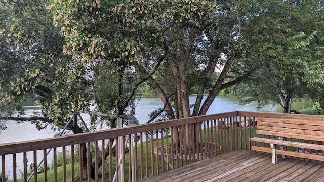 deck with a water view