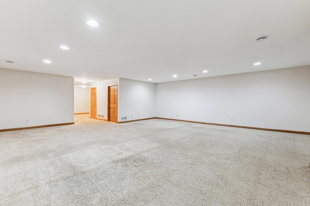 interior space featuring light colored carpet