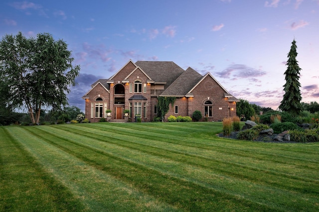 view of front of house with a yard