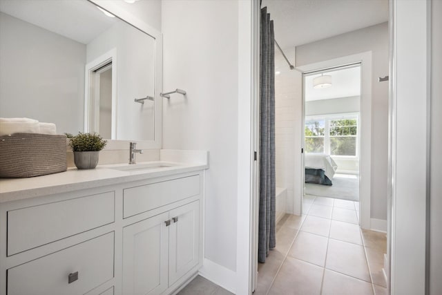 bathroom featuring vanity and tile patterned flooring