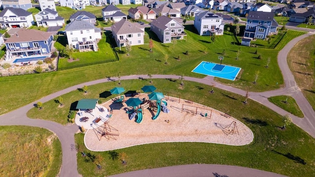 aerial perspective of suburban area featuring a community park
