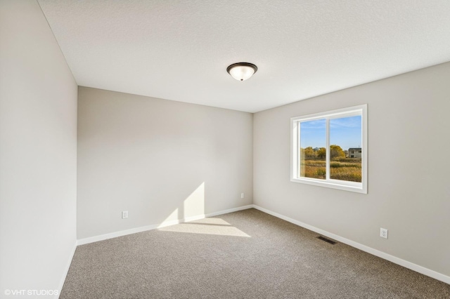 carpeted spare room featuring a textured ceiling