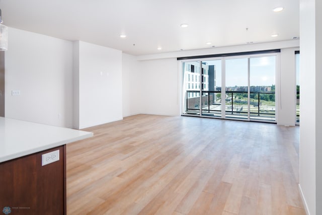 unfurnished living room with light wood-type flooring