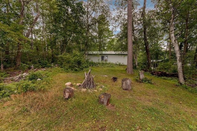 view of yard with a pole building and an outdoor structure