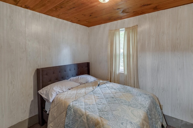 bedroom featuring wooden ceiling