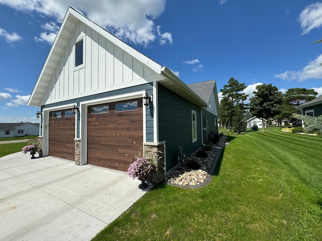 view of property exterior featuring central AC and a yard