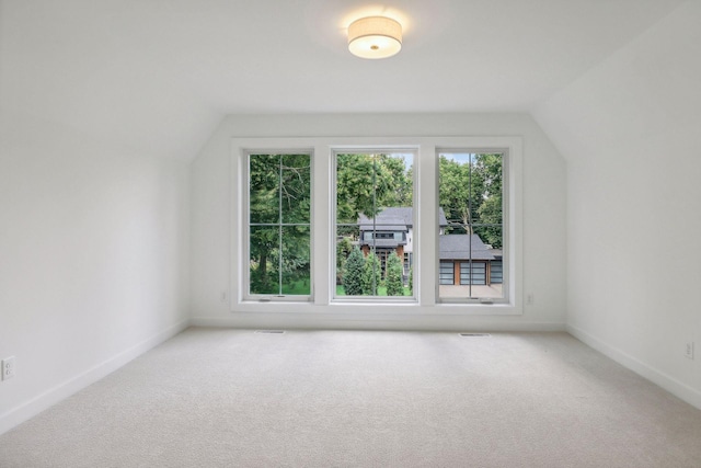 bonus room featuring carpet floors, vaulted ceiling, and a healthy amount of sunlight