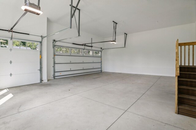 garage with a garage door opener