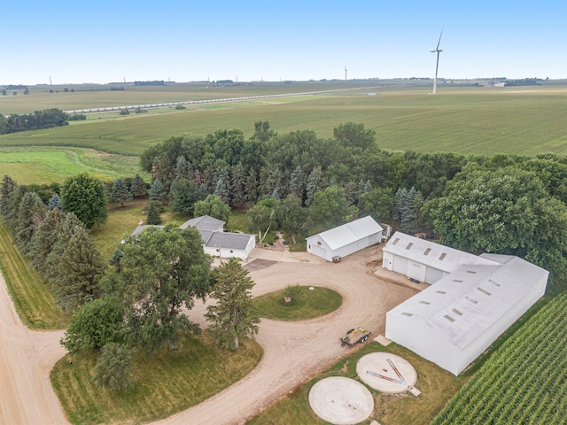 birds eye view of property featuring a rural view