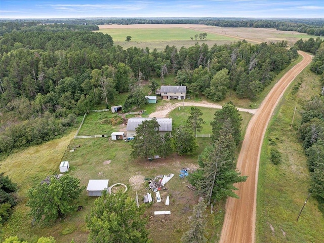 bird's eye view with a rural view