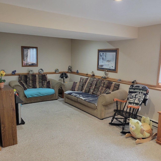 living room with carpet floors