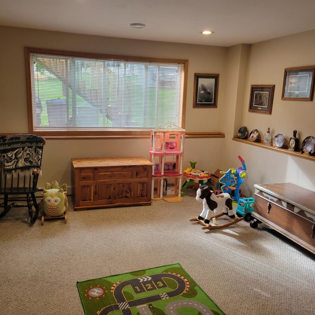 recreation room featuring carpet floors