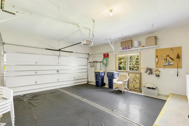 garage with a garage door opener