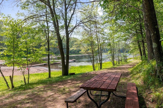 view of property's community with a water view