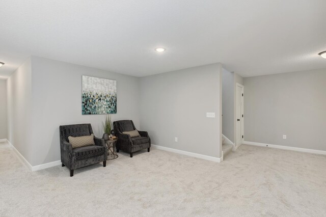 sitting room with carpet flooring