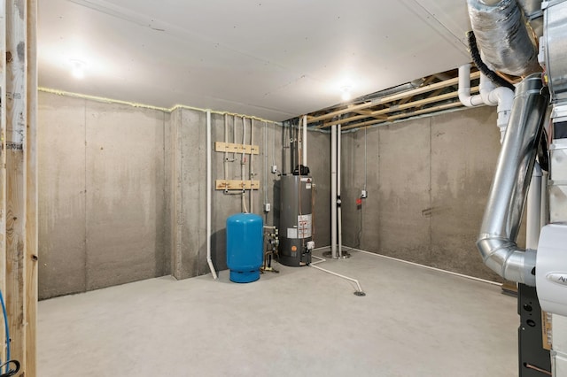 basement with water heater