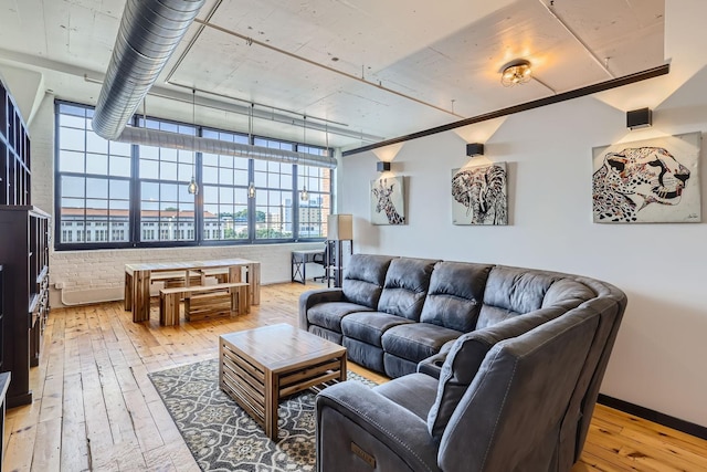 living room with light hardwood / wood-style floors