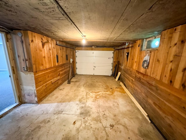 garage with wooden walls