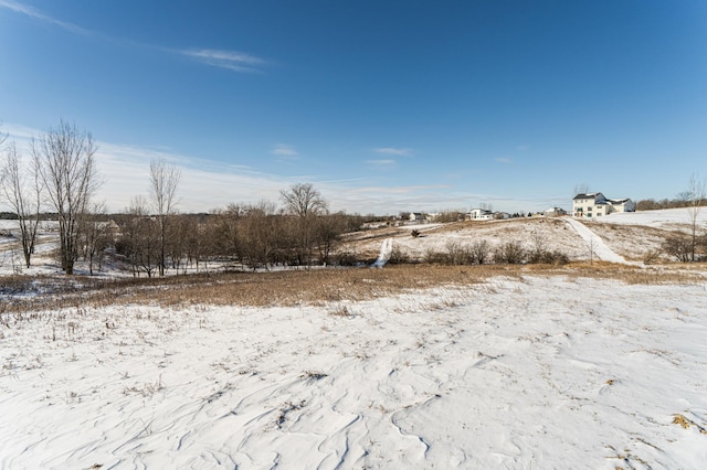 view of yard layered in snow