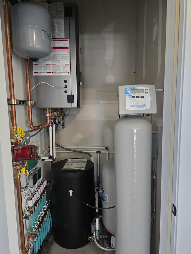 utility room with water heater