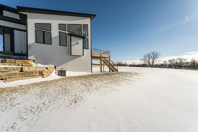 view of snow covered exterior