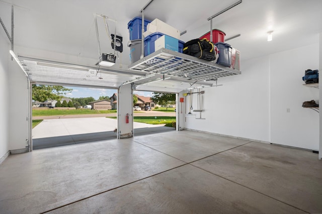 garage with a garage door opener