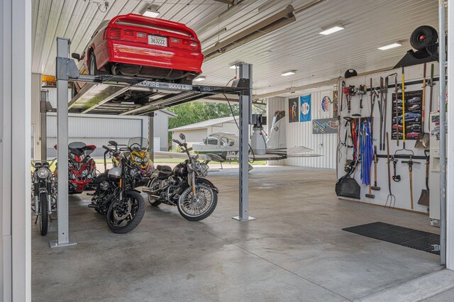 view of garage