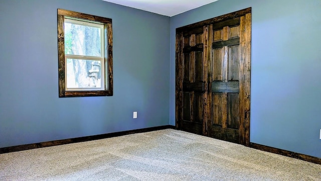 unfurnished bedroom featuring carpet and a closet