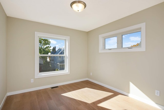 spare room with wood-type flooring