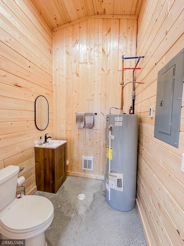 utility room with sink, electric panel, and electric water heater