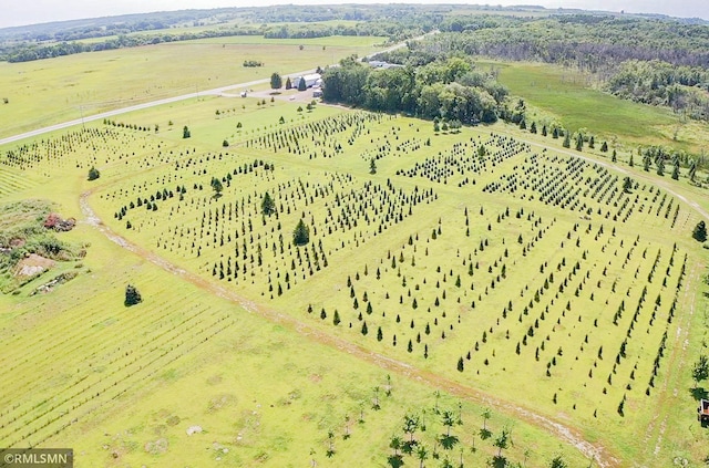 aerial view featuring a rural view