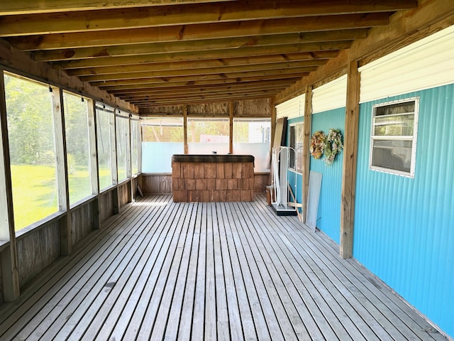 view of unfurnished sunroom