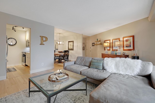 living room with light wood-type flooring