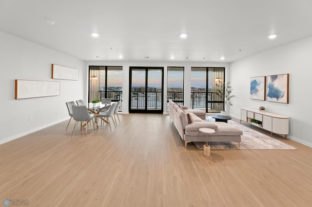 living room with light wood-type flooring