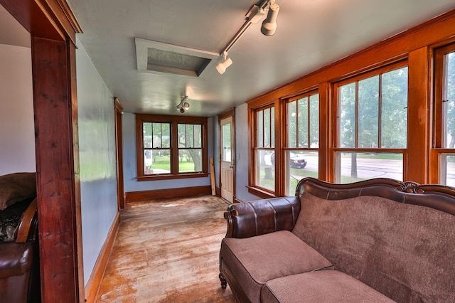 living room with light hardwood / wood-style floors