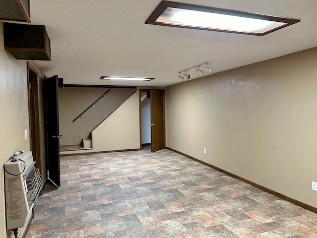 basement featuring heating unit