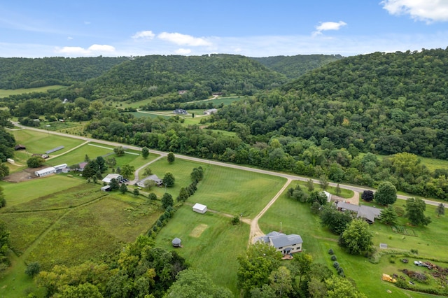 aerial view with a view of trees and a rural view