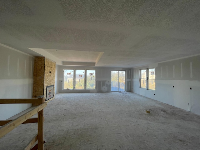 spare room with a raised ceiling and a textured ceiling