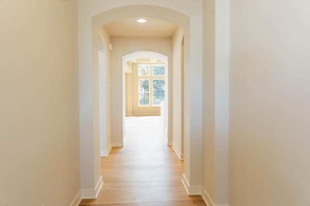 hall featuring light wood-type flooring