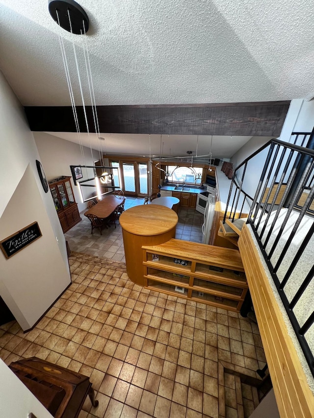 interior space featuring a textured ceiling