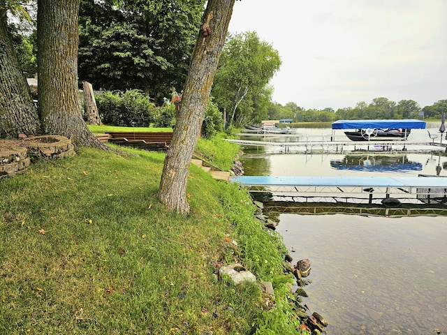 exterior space featuring a dock