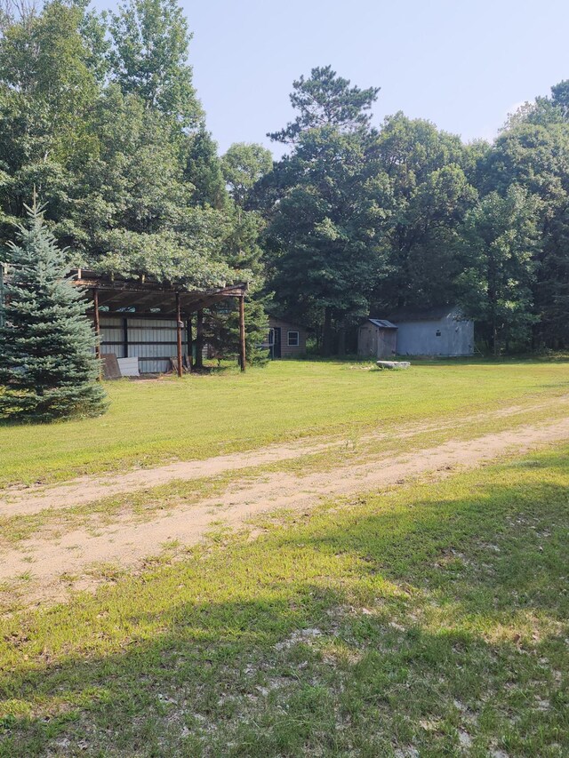 view of yard with an outdoor structure